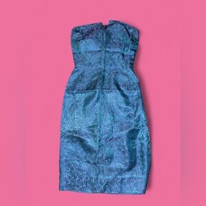 Vintage 80s handmade blue strapless dress ✨